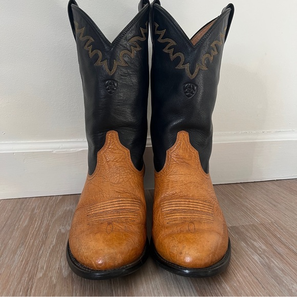 Ariat Men’s Brown & Black Leather Cowboy Work Boots size 10 wide - Picture 3 of 11